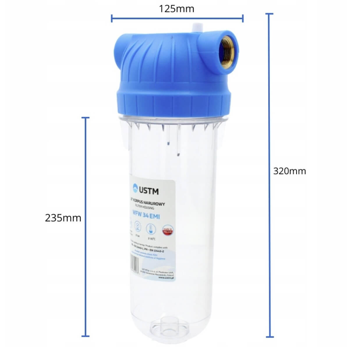 USTM Filter na vodu EMI WFW KPL 34, rozmery, TERMOobchod